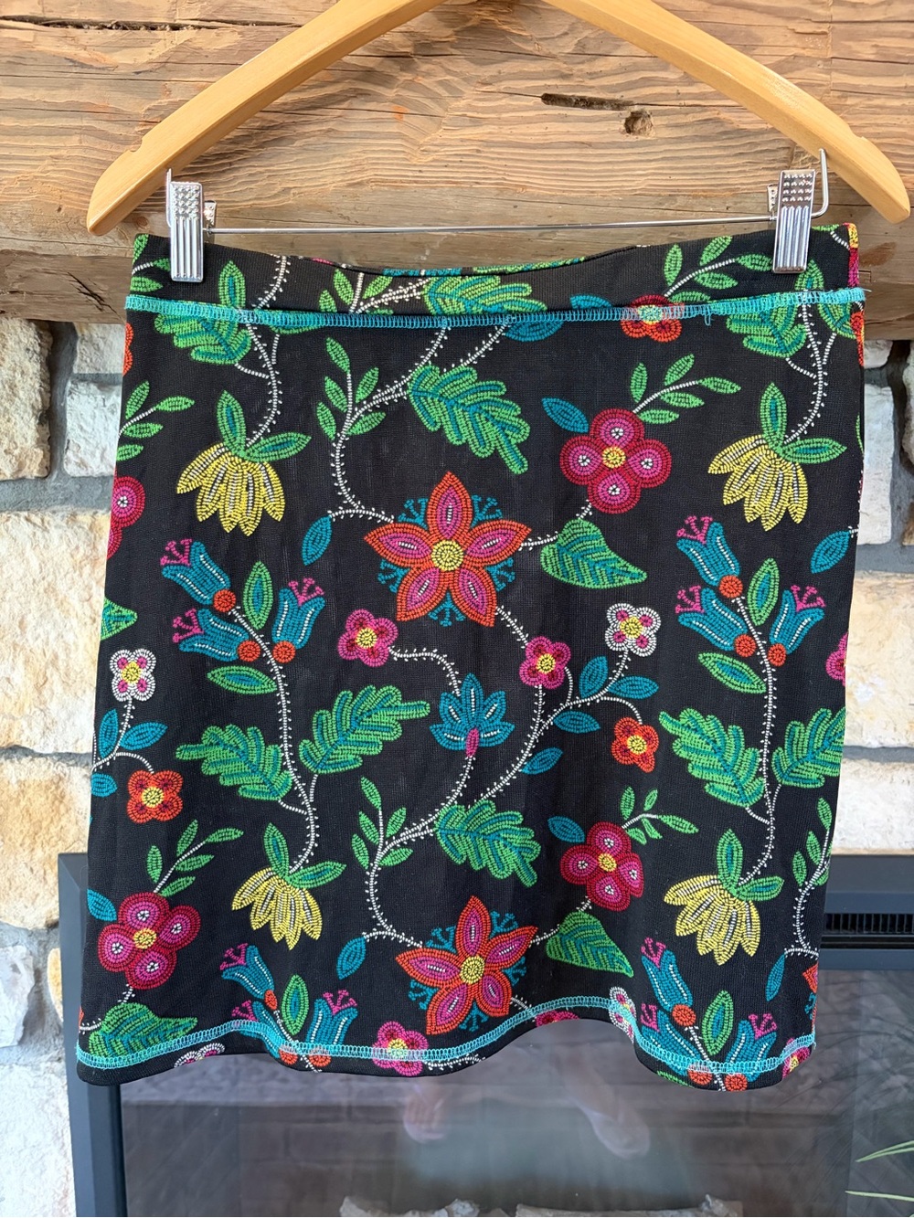 Double D Ranch Black Floral Embroidered Mini Skirt Medium